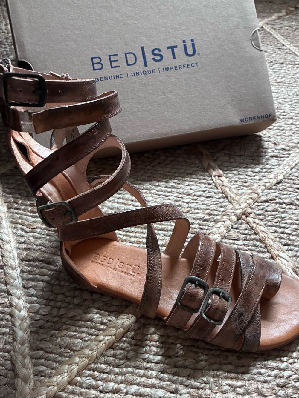 Bed Stu Brown Multi-Strap Leather Gladiator Sandals
